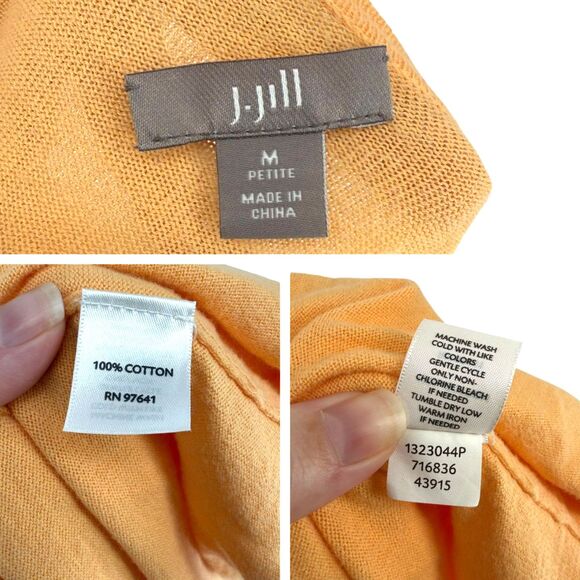 J. Jill Open Front Cardigan Medium PETITE Orange Cotton Lightweight Pockets EUC - Picture 13 of 13